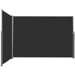 Double store latéral brise-vue paravent rétractable dim. 6L x 1,60H m polyester anti-UV haute densité noir