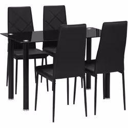 Ce superbe ensemble table à manger accompagnée de 4 chaises style contemporain Chesterfield vous permettra d'aménager l'espac ...