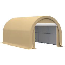 Tente garage carport dim. 5L x 3l x 2,4H m acier galvanisé robuste pe haute densité 190 g/m² imperméable anti-UV beige