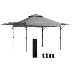 Outsunny - Tonnelle pop-up de jardin barnum pliant 5 x 3 m - sac à de transport à roulettes inclus - acier oxford gris