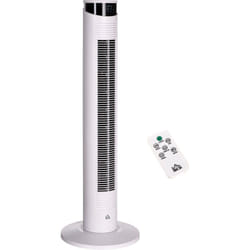 Homcom - Ventilateur colonne oscillant 50W - télécommande, 3 modes, 3 vitesses, écran led, timer - blanc