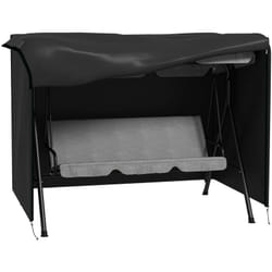 Housse de protection balancelle de jardin 3 places bâche étanche dim. 2,05L x 1,24l x 1,64H m polyester PVC haute densité noir