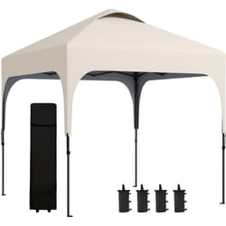 Outsunny - Tonnelle barnum automatique pop-up dim. 2,53L x 2,53l x 2,68H m hauteur réglable nombreux accessoires inclus acier oxford beige