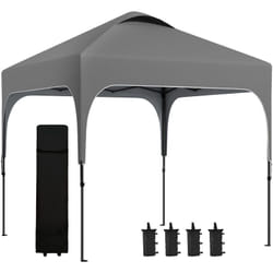 Outsunny - Tonnelle barnum automatique pop-up dim. 2,53L x 2,53l x 2,68H m hauteur réglable nombreux accessoires inclus acier oxford gris