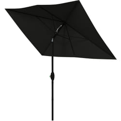 Parasol rectangulaire inclinable de jardin avec manivelle métal polyester haute densité anti UV 50+ noir