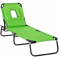 Bain de soleil pliable transat inclinable 4 positions chaise longue de lecture 3 coussins fournis vert