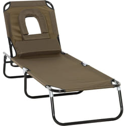 Outsunny - Bain de soleil pliable transat inclinable 4 positions chaise longue de lecture 3 coussins fournis marron