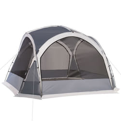 Tente de camping dôme familiale 6-8 personnes - 4 portes - dim. 350L x 350l x 230H cm - blanc gris