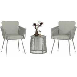 Outsunny - Ensemble salon de jardin 3 pièces style colonial 2 fauteuils avec coussins + table basse résine filaire gris