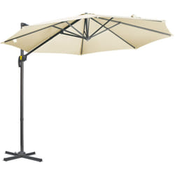 Parasol déporté octogonal inclinable manivelle avec pied en acier ø 2,94 x 2,48H m beige clair