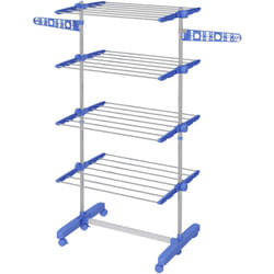 Homcom - Séchoir à linge étendoir pliable ailes latérales 4 niveaux bleu