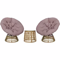 Description générale Ce magnifique ensemble de salon de jardin comprend 2 fauteuils papasan et 1 table basse, ajoutant une to ...