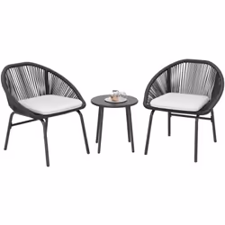 Ce magnifique salon de jardin style contemporain pour 2 personnes doté de 2 fauteuils et d'une table basse ronde ajoutera une ...