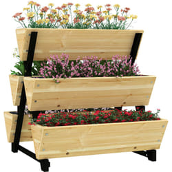 Outsunny - Jardinière escalier 5 bacs design - dim. 75L x 78lx 77H cm - bois sapin pré-huilé noir