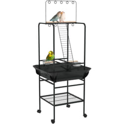 Pawhut - Aire de jeu perchoirs sur roulettes pour oiseaux perroquets gris foncé