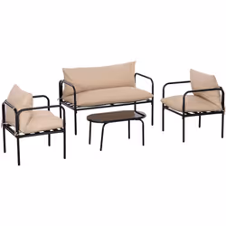 Ce splendide ensemble salon de jardin extérieur se composant d'un canapé 2 places, de 2 fauteuils, d'une table basse et de 3 ...