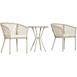 Outsunny - Ensemble salon de jardin 2 places 3 pièces avec coussins résine tressée beige