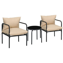 Outsunny - Ensemble salon de jardin 2 places 3 pièces avec coussins beige