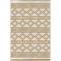 Outsunny - Tapis d'extérieur réversible imperméable motifs géométriques - dim. 121L x 182l cm - pp marron crème