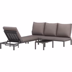 Ce superbe lot de 2 bains de soleil grand confort (matelas inclus) accompagné d'une jolie table basse avec plateau en verre t ...