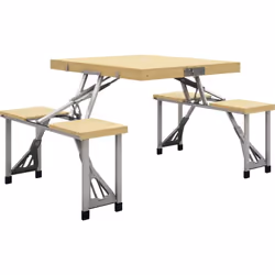 Vous avez besoin d'une table et de chaises pratiques à emporter en plein air ? Voici cette table de camping avec 4 sièges int ...