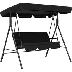 Outsunny - Balancelle de jardin 3 places toit réglable coussins assise dossier acier polyester noir