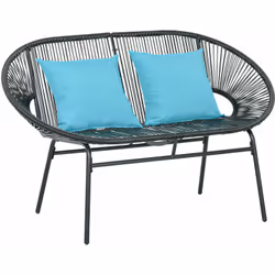Laissez-vous séduire par notre magnifique banc extérieur pile dans la tendance ! Assise en cordage PE et structure en acier,  ...