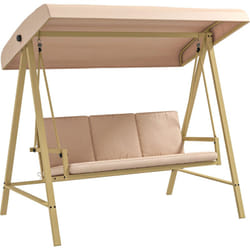 Outsunny - Balancelle de jardin 3 places toit inclinaison réglable épais coussins amovibles polyester acier époxy beige