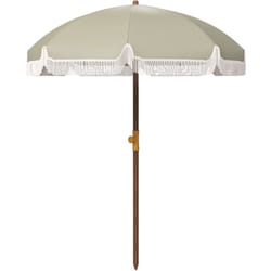 Outsunny - Parasol droit de plage jardin style bohème à franges UV40+ vert