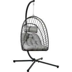 Outsunny - Fauteuil suspendu de jardin pliable avec matelas métal résine gris