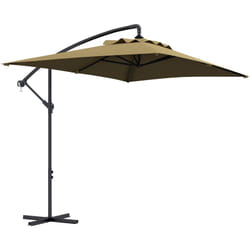Parasol déporté rectangulaire dim. 294L x 193l x 250H cm pied en croix kaki