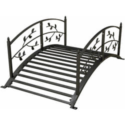Outsunny - Pont de jardin - pont de bassin avec balustrade motif de vigne acier noir
