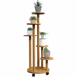 Le support de fleurs en bambou Outsunny attire l'attention en tant que point focal et ajoute de l'éclat à tout décor d'intéri ...