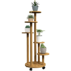 Outsunny - tagère à plantes support à plantes 5 niveaux bambou