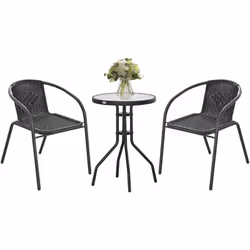 Ce magnifique salon de jardin style contemporain pour 2 personnes doté de 2 fauteuils et d'une table basse ronde ajoutera une ...