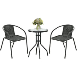 Outsunny - Ensemble bistro jardin style néo-rétro 2 places 3 pièces noir