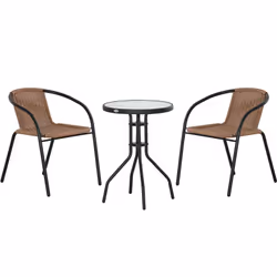 Ce magnifique salon de jardin style contemporain pour 2 personnes doté de 2 fauteuils et d'une table basse ronde ajoutera une ...