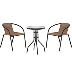 Outsunny - Ensemble bistro jardin style néo-rétro 2 places 3 pièces marron noir