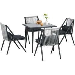 Outsunny - Ensemble salon de jardin design Acapulco 4 places 5 pièces noir alu gris