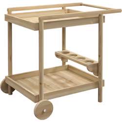 Cette jolie desserte en bois massif verni sublimera votre intérieur et/ou extérieur. Équipée d'une poignée/porte-torchons, de ...