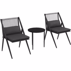 Ce magnifique salon de jardin style contemporain pour 2 personnes doté de 2 chaises et d'une table basse ronde ajoutera une t ...