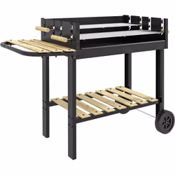 Ce joli barbecue grill à charbon doté de 2 tablettes vous permettra de cuisiner confortablement en plein air où vous le souha ...
