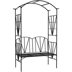 Outsunny - Arche de jardin avec banc 2 places dim. 115L x 54l x 203H cm métal thermolaqué noir