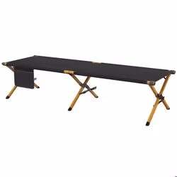 Lit de camp pliable dim. 196L x 64l x 45H cm - pochette rangement - alu jaune Oxford noir