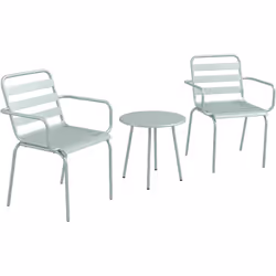 Ce splendide ensemble bistro composé d'une table basse ronde accompagnée de 2 chaises empilables sublimera votre extérieur qu ...