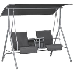 Balancelle design de jardin 2 places inclinaison toit réglable tablette porte-gobelet rangement métal gris