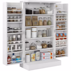 Cette armoire HOMCOM est parfaite pour ranger tous vos bocaux, bouteilles et autres articles au même endroit. Elle est divisé ...
