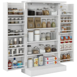Armoire de cuisine 2 portes total 14 étagères - dim. 60L x 30l x 104H cm - mdf blanc