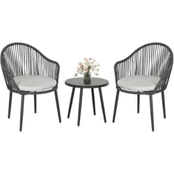Outsunny - Ensemble bistro jardin style acapulco 2 places 3 pièces avec coussins
