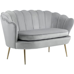 Canapé 2 places coquillage canapé design dim. 130L x 77l x 77H cm pieds dorés effilés velours gris